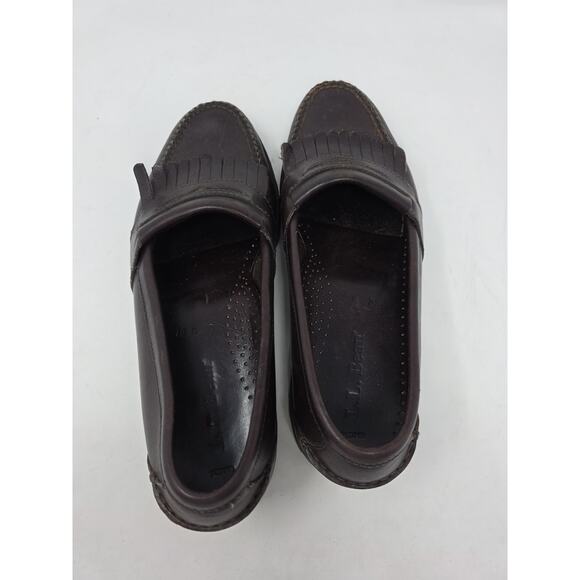 Men’s LL Bean Vintage Lug Kiltie Penny Loafers Vibram Brown Leather Shoes 10.5 D - Picture 6 of 9
